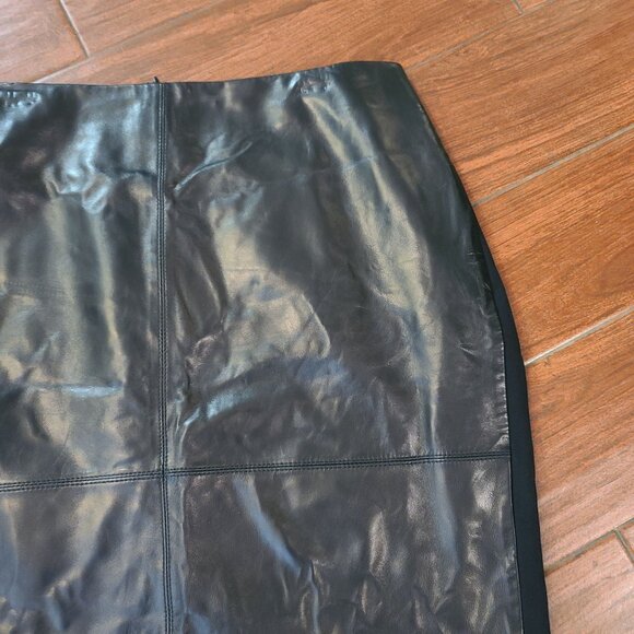 Talbots Woman‎ Pencil Skirt Black Lamb Skin Front Jersey Knit Back Size 16W NWOT - Picture 2 of 9